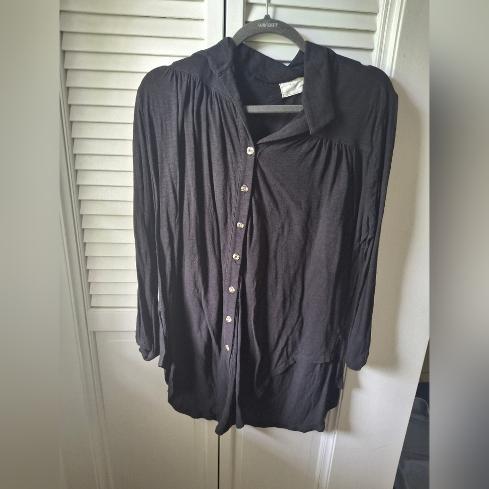 Anthropologie TLa Black Button-Down Shirt